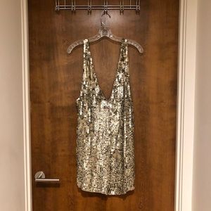 Free People Gold / Silver Sequin Romper Sz M